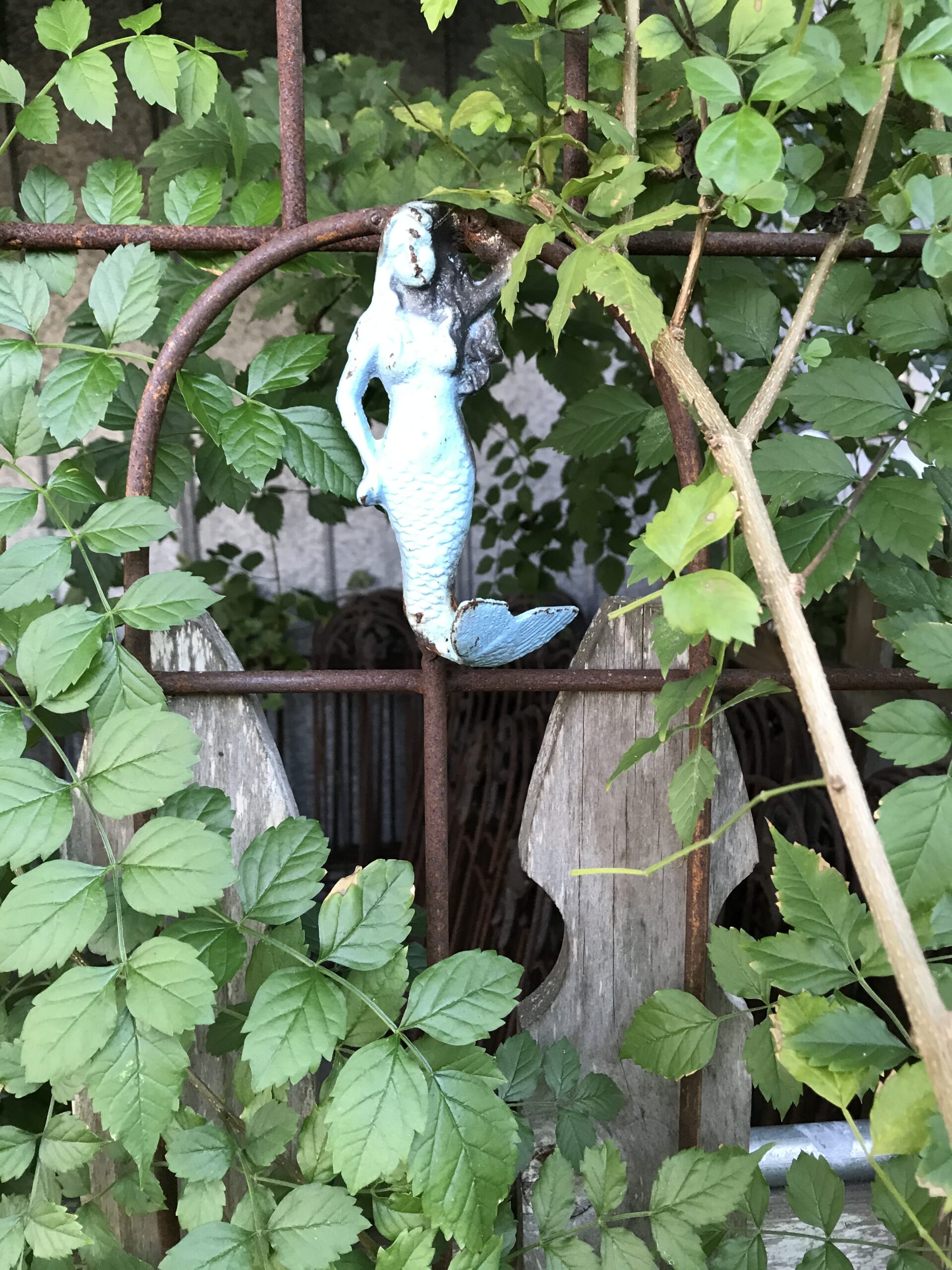 Mermaid finials garden gate